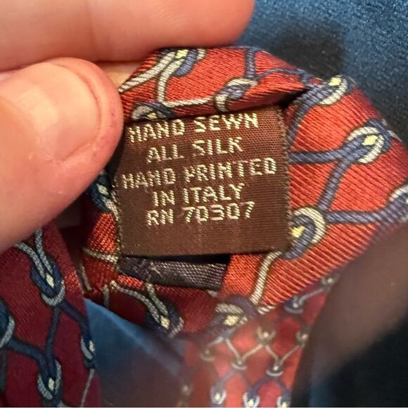 Joseph A Bank Executive Collection All Sil Tie Printed in Italy Geometric Knot - Picture 4 of 5